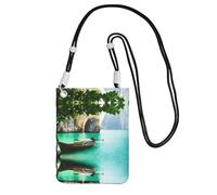 ESNAIUVCD Green Lake Boat Print Carry A Mobile Phone Bag Diagonally,Crossbody Bag,Suitable for Carrying Mobile Phone Change, Etc