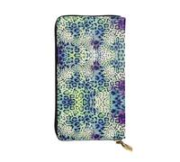 ESNAIUVCD Green Leopard Print Genuine Leather Women's,Men's Wallets,Multi-Functionclutch Purse,Zip Around Large Travel â€‹Mobile Phone Long â€‹Money Purses