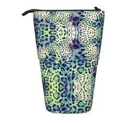 ESNAIUVCD Green Leopard Print Personalized Retractable Pencil Case, Custom Signature Name Pencil Pouch for Students Kids Adults for School Office