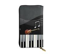 ESNAIUVCD Guitar Piano Pattern Print Genuine Leather Women's,Men's Wallets,Multi-Functionclutch Purse,Zip Around Large Travel ​Mobile Phone Long ​Money Purses