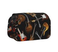 ESNAIUVCD Guitars Print Large Capacity Double Layer Pen Bag,Suitable for Boys, Girls and Adults,This Office Pen Bag with Compartment Design