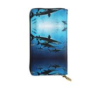 ESNAIUVCD Hammerhead Sharks Print Genuine Leather Women's,Men's Wallets,Multi-Functionclutch Purse,Zip Around Large Travel â€‹Mobile Phone Long â€‹Money Purses