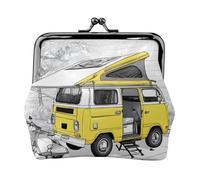 ESNAIUVCD Happy Campers Print Kiss Lock Wallet Leather Coin Purse Ladies Money Pocket Iron Frame Compact Hand-Held Wallet