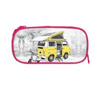ESNAIUVCD Happy Campers Print Zipper Large Pencil Case,Durable Stationery Pencilcase Bag,Multifunctional Pencilcase Bag Penbag for School College Office Adult Girls and Boys
