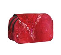 ESNAIUVCD Heart Flower Print Large Capacity Double Layer Pen Bag,Suitable for Boys, Girls and Adults,This Office Pen Bag with Compartment Design
