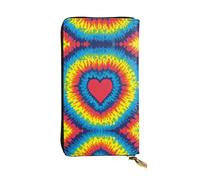 ESNAIUVCD Heart Rainbow Tie-Dyed Print Genuine Leather Women's,Men's Wallets,Multi-Functionclutch Purse,Zip Around Large Travel â€‹Mobile Phone Long â€‹Money Purses