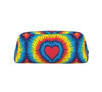ESNAIUVCD Heart Rainbow Tie-Dyed Print Pencil Bag Zipper Large Pencil Bag Work Travel - Multifunctional Pencil Case,Makeup Bag