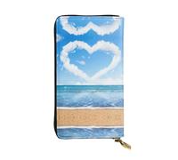 ESNAIUVCD Heart Shape Romantic Beach Print Genuine Leather Women's,Men's Wallets,Multi-Functionclutch Purse,Zip Around Large Travel â€‹Mobile Phone Long â€‹Money Purses