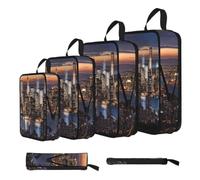 ESNAIUVCD Hong Kong Print 4 Set Compression Packing Cubes for Suitcases,Expandable Storage Bags Organizers