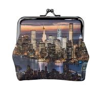 ESNAIUVCD Hong Kong Print Kiss Lock Wallet Leather Coin Purse Ladies Money Pocket Iron Frame Compact Hand-Held Wallet