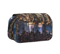 ESNAIUVCD Hong Kong Print Large Capacity Double Layer Pen Bag,Suitable for Boys, Girls and Adults,This Office Pen Bag with Compartment Design