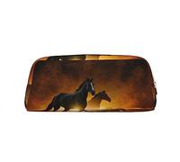 ESNAIUVCD Horses Red Glowing Clouds Print Pencil Bag Zipper Large Pencil Bag Work Travel - Multifunctional Pencil Case,Makeup Bag