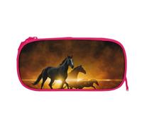 ESNAIUVCD Horses Red Glowing Clouds Print Zipper Large Pencil Case,Durable Stationery Pencilcase Bag,Multifunctional Pencilcase Bag Penbag for School College Office Adult Girls and Boys