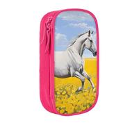 ESNAIUVCD Horses Running Art Print Pencil Case Coin Key Card Bag Purse Large Pen Pouch for Kids Boys School Office