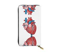 ESNAIUVCD Human Anatomy Heart Chart Print Genuine Leather Women's,Men's Wallets,Multi-Functionclutch Purse,Zip Around Large Travel â€‹Mobile Phone Long â€‹Money Purses