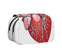 ESNAIUVCD Human Anatomy Heart Chart Print Large Capacity Double Layer Pen Bag,Suitable for Boys, Girls and Adults,This Office Pen Bag with Compartment Design