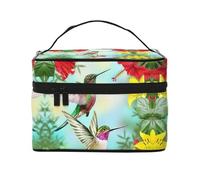 ESNAIUVCD Hummingbirds Red Flower Hibiscus Print Toiletry Bag Large Cosmetic Bag Travel Makeup Bag Organizer for Women