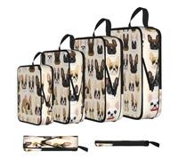 ESNAIUVCD I Love French Bulldog Print 4 Set Compression Packing Cubes for Suitcases,Expandable Storage Bags Organizers