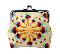 ESNAIUVCD Ice Cream Polygon Print Kiss Lock Wallet Leather Coin Purse Ladies Money Pocket Iron Frame Compact Hand-Held Wallet