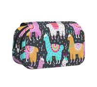 ESNAIUVCD Indian Alpaca Print Large Capacity Double Layer Pen Bag,Suitable for Boys, Girls and Adults,This Office Pen Bag with Compartment Design