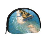 ESNAIUVCD Island Beach Print Portable Mini Storage Bag Shell Shaped Wallet Small Coin Wallet Shell Storage Bag
