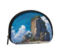 ESNAIUVCD Island Scenery Print Portable Mini Storage Bag Shell Shaped Wallet Small Coin Wallet Shell Storage Bag