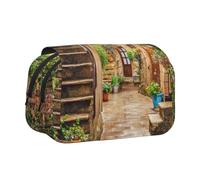ESNAIUVCD Italian Street Print Large Capacity Double Layer Pen Bag,Suitable for Boys, Girls and Adults,This Office Pen Bag with Compartment Design