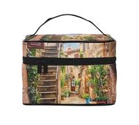 ESNAIUVCD Italian Street Print Toiletry Bag Large Cosmetic Bag Travel Makeup Bag Organizer for Women