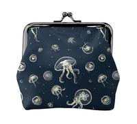 ESNAIUVCD Jellyfish Pattern Print Kiss Lock Wallet Leather Coin Purse Ladies Money Pocket Iron Frame Compact Hand-Held Wallet