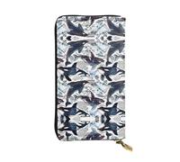 ESNAIUVCD Killer Whale Print Genuine Leather Women's,Men's Wallets,Multi-Functionclutch Purse,Zip Around Large Travel â€‹Mobile Phone Long â€‹Money Purses