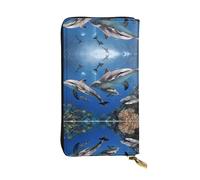 ESNAIUVCD Killer Whale Print Print Genuine Leather Women's,Men's Wallets,Multi-Functionclutch Purse,Zip Around Large Travel â€‹Mobile Phone Long â€‹Money Purses