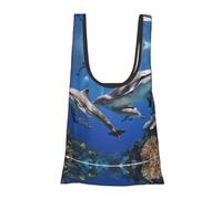 ESNAIUVCD Killer Whale Print Print Reusable, Foldable,Washable Grocery Bags Foldable In A Pouch Eco Tote Shopping Bag,Daily Shopping Loading
