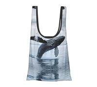 ESNAIUVCD Killer Whale Print Reusable, Foldable,Washable Grocery Bags Foldable In A Pouch Eco Tote Shopping Bag,Daily Shopping Loading