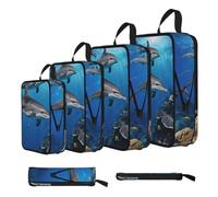 ESNAIUVCD Killer Whale1 Print 4 Set Compression Packing Cubes for Suitcases,Expandable Storage Bags Organizers