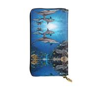 ESNAIUVCD Killer Whale1 Print Genuine Leather Women's,Men's Wallets,Multi-Functionclutch Purse,Zip Around Large Travel ​Mobile Phone Long ​Money Purses