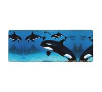 ESNAIUVCD Killer Whales Swim Along Print Extra Large Gaming Office Mouse Pad (31.5" X 11.8") â€“ Print, Premium Anti-Slip Desk Mat With Durable Stitched Edges