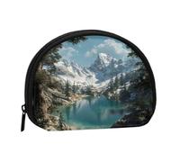 ESNAIUVCD Lake and Snow Mountain Print Portable Mini Storage Bag Shell Shaped Wallet Small Coin Wallet Shell Storage Bag