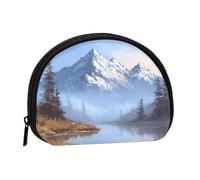 ESNAIUVCD Lake and Snow Mountain Print Portable Mini Storage Bag Shell Shaped Wallet Small Coin Wallet Shell Storage Bag