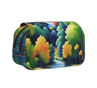 ESNAIUVCD Landscape Paint Print Large Capacity Double Layer Pen Bag,Suitable for Boys, Girls and Adults,This Office Pen Bag with Compartment Design