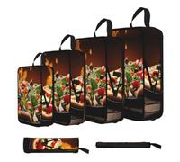 ESNAIUVCD Large Pizza Print 4 Set Compression Packing Cubes for Suitcases,Expandable Storage Bags Organizers