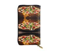 ESNAIUVCD Large Pizza Print Genuine Leather Women's,Men's Wallets,Multi-Functionclutch Purse,Zip Around Large Travel â€‹Mobile Phone Long â€‹Money Purses