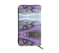 ESNAIUVCD Lavender Field Retro Bike Agriculture Print Genuine Leather Women's,Men's Wallets,Multi-Functionclutch Purse,Zip Around Large Travel â€‹Mobile Phone Long â€‹Money Purses