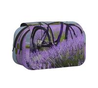 ESNAIUVCD Lavender Field Retro Bike Agriculture Print Large Capacity Double Layer Pen Bag,Suitable for Boys, Girls and Adults,This Office Pen Bag with Compartment Design