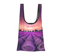 ESNAIUVCD Lavender Fields Print Reusable, Foldable,Washable Grocery Bags Foldable In A Pouch Eco Tote Shopping Bag,Daily Shopping Loading