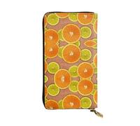 ESNAIUVCD Lemons and Oranges Print Genuine Leather Women's,Men's Wallets,Multi-Functionclutch Purse,Zip Around Large Travel â€‹Mobile Phone Long â€‹Money Purses