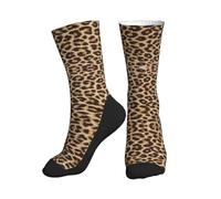 ESNAIUVCD Leopard Pattern Print Black Sole Sports Mid-Tube Socks- The Perfect Casual Mid-Calf Compression Sockings With A Trendy Fashion Mid-Calf Socks 40cm.