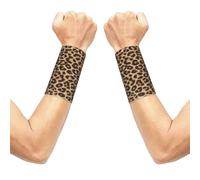 ESNAIUVCD Leopard Pattern Print Compression Wrist Sleeve Tennis Carpal Tunnel Wrist Brace Elastic Relieve Stiff Wrist Support Sweat Wristband Sports Exercise(2 Pair)