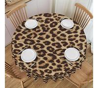 ESNAIUVCD Leopard Pattern print Floral Round Tablecloth 152cm, Polyester Wipe Clean Table Cloth Waterproof Garden Circle Table Cover for Kitchen Dinning Party Picnic Patio Outdoor