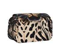 ESNAIUVCD Leopard Pattern Print Large Capacity Double Layer Pen Bag,Suitable for Boys, Girls and Adults,This Office Pen Bag with Compartment Design