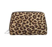 ESNAIUVCD Leopard Pattern Print Makeup Bag, Cosmetic Bag,Women Pu Leather Cosmetic Bags with Wrist Strap Travel Toiletry Pouch Makeup Bag